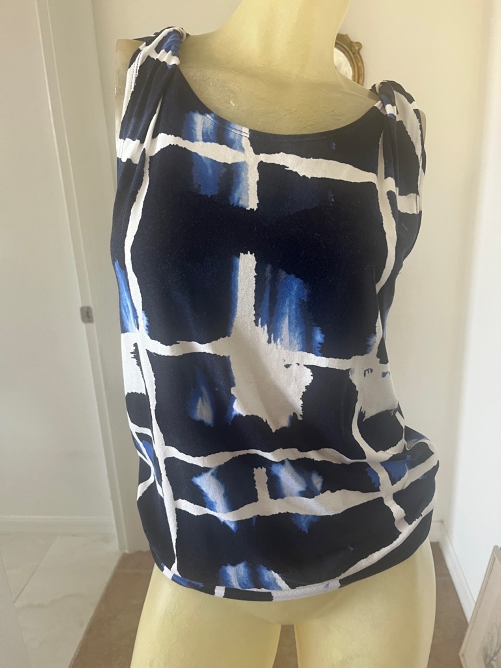 St. John Abstract Sleeveless Top